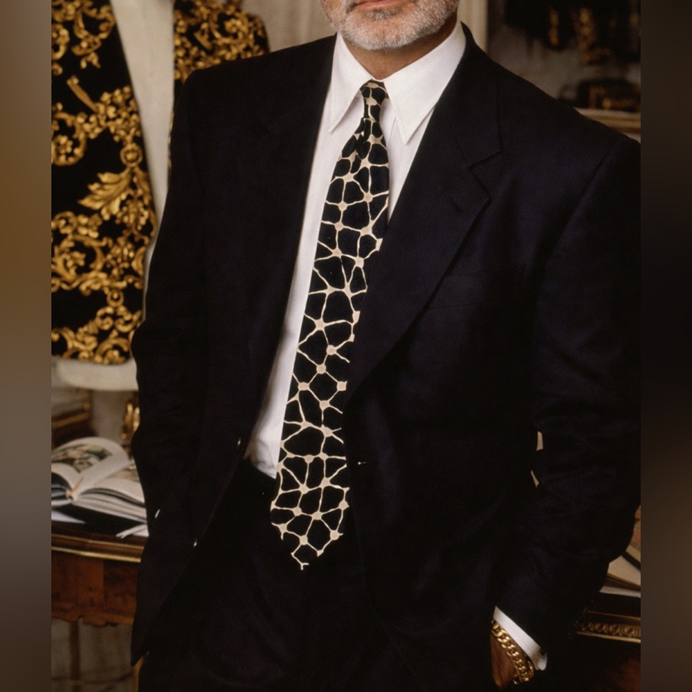 Gianni Versace Vintage black & white silk tie